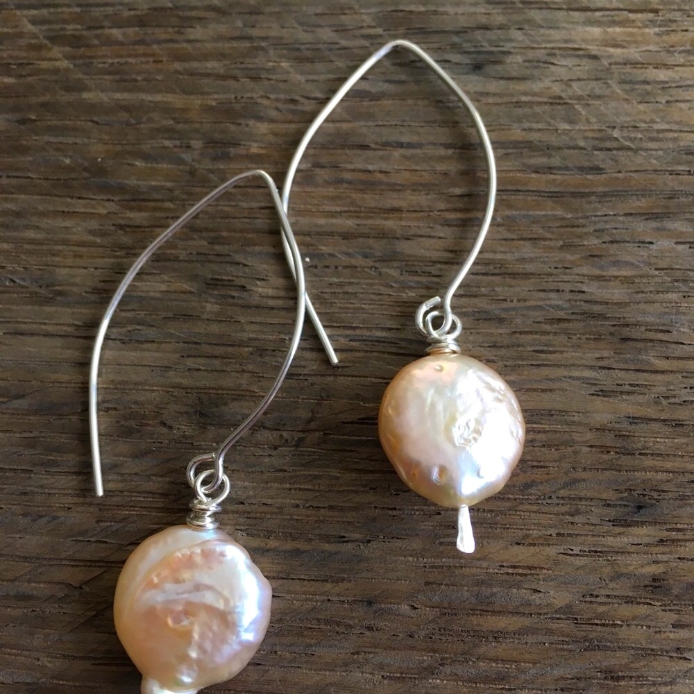 Freshwater Pearl Sterling Artisan Earrings - Picture 2 of 3